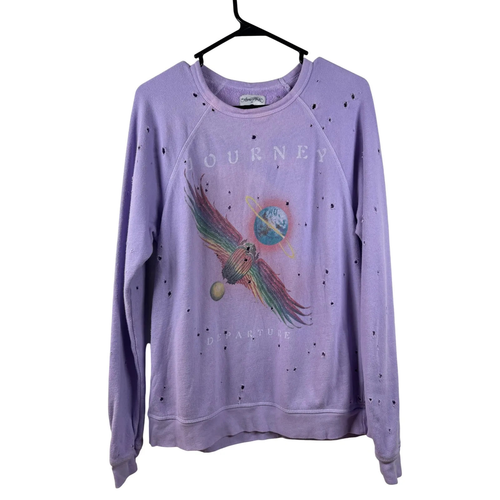 Lauren Moshi XS Purple Daze Distressed Journey Pullover Graphic Sweatshirt - Image 2
