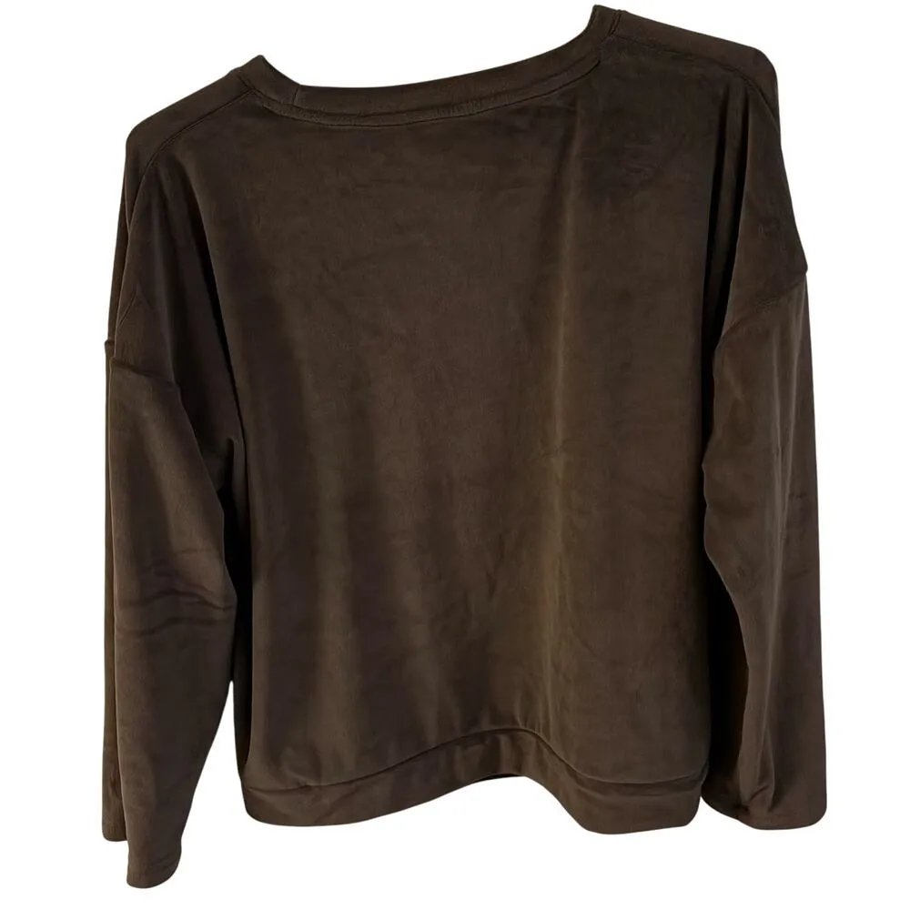 Barefoot Dreams LuxeChic Tucked Sweatshirt Large Women’s Java Brown - Image 3