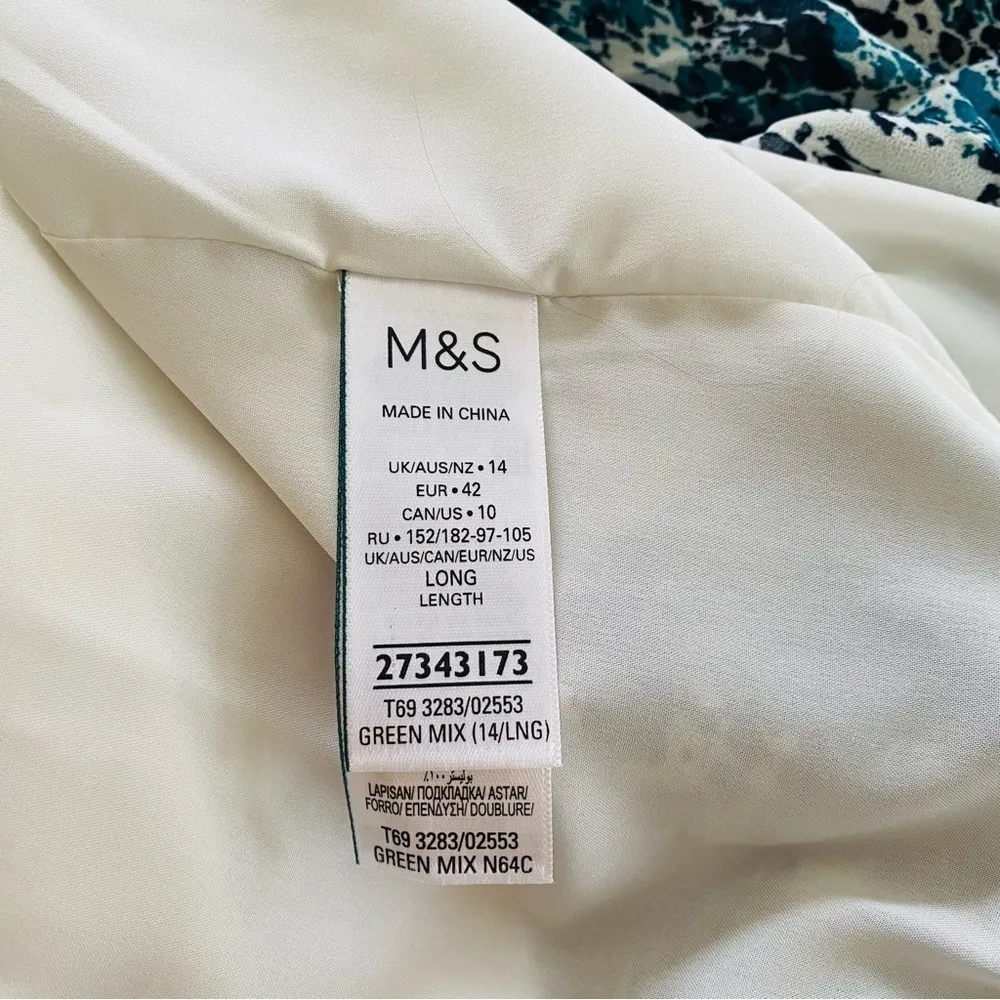 Marks and Spencer reptile snake print pleated skirt green black size 14 long - Image 7