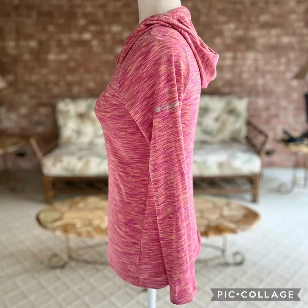 Columbia Hoodie Pink Space Dye Pullover Long Sleeve Knit XS Athleisure Gym - Image 5