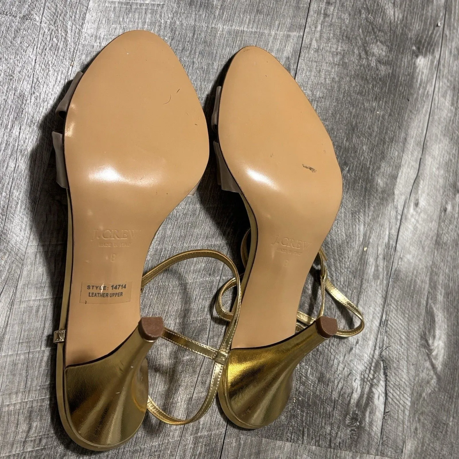 J CREW Wedding Ruffle Gold & Cream Slingbacks High Heels Shoes Women Sz 8 - Image 4