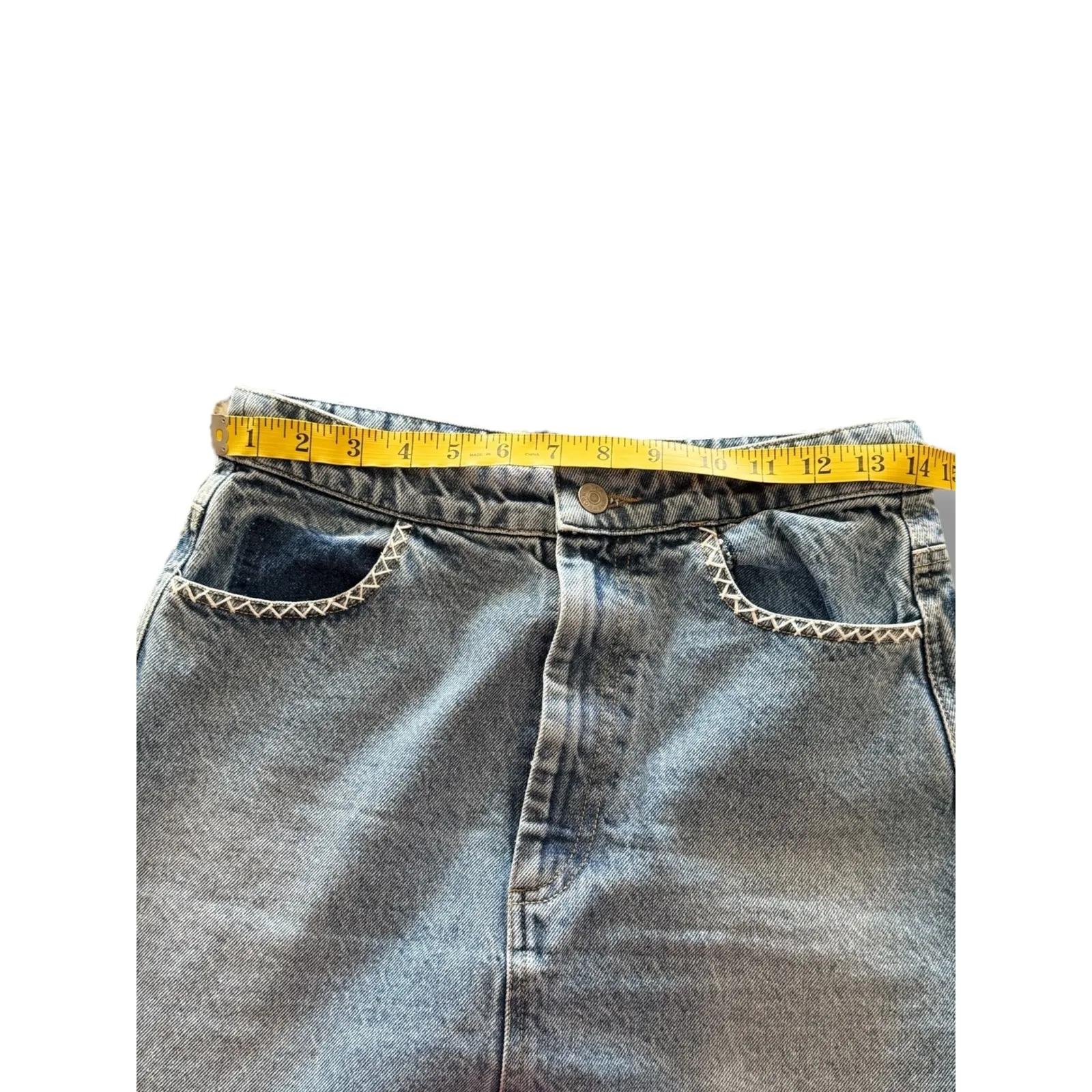 Sea New York Marion Mended Denim Midi Skirt Slit Y2K 90s Boho‎ Cottagecore Blue Size 4 - Image 5