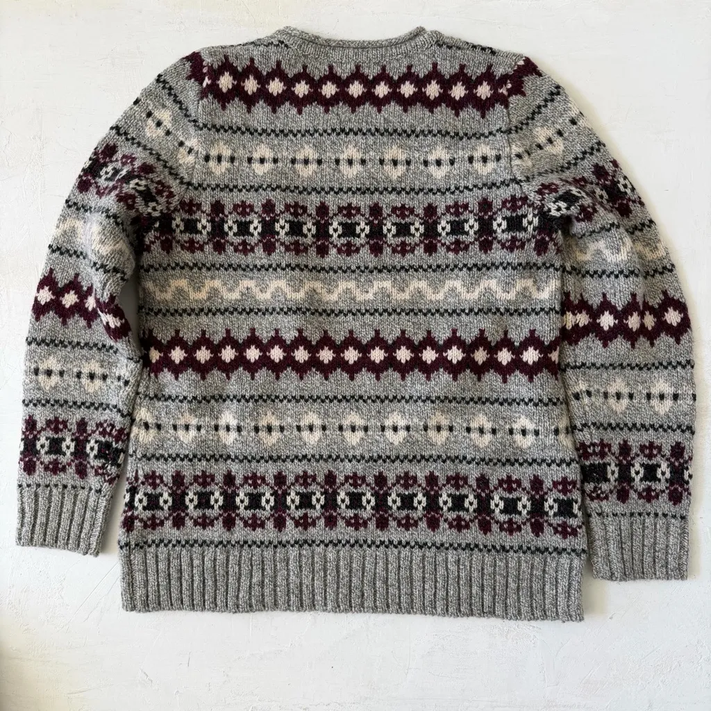 L.L. Bean's Classic Ragg Wool Sweater Crewneck Vintage Fair Isle Christmas Sz M - Image 4