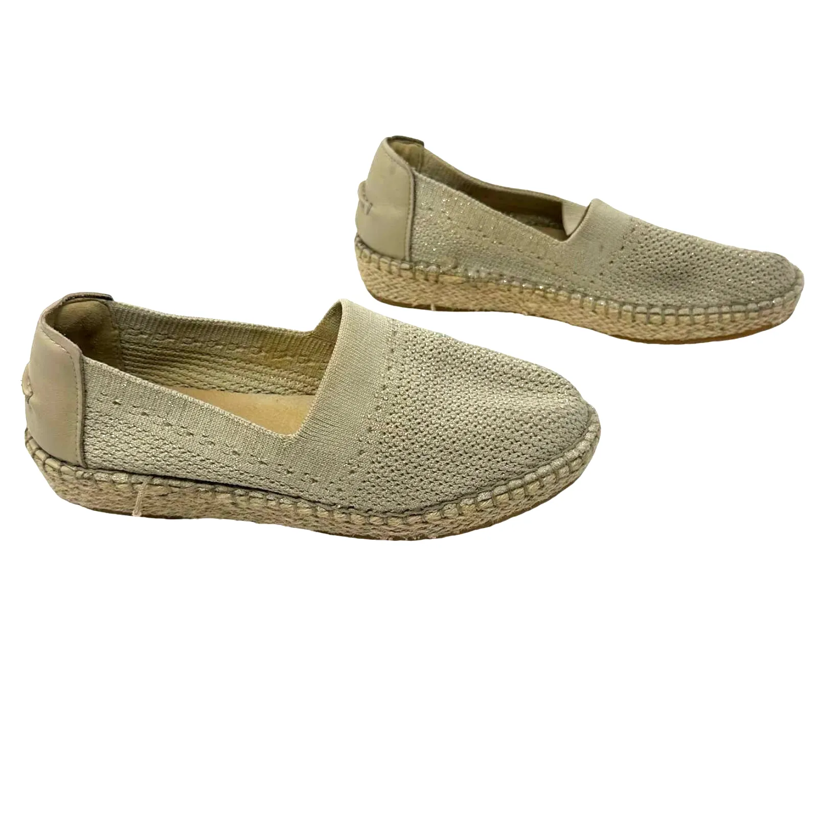Cole Haan size 7 B 21292 grand‎ os slip on flats sparkly taupe knit espadrille - Image 4
