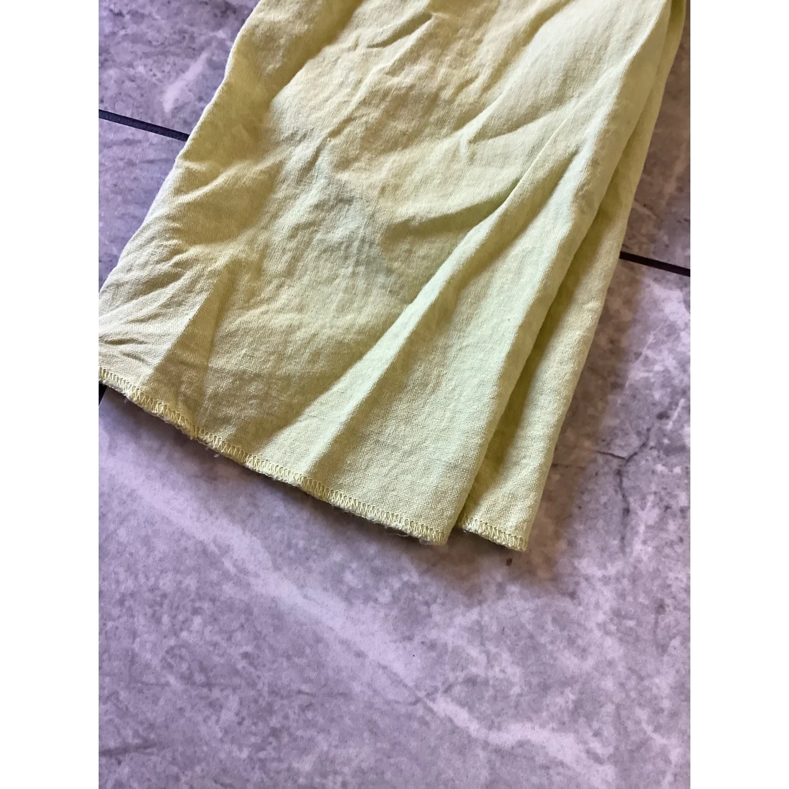 House of Harlow 1960 High Waisted Pleated Linen Blend Pants Lime Green Size 6 Yellow - Image 4