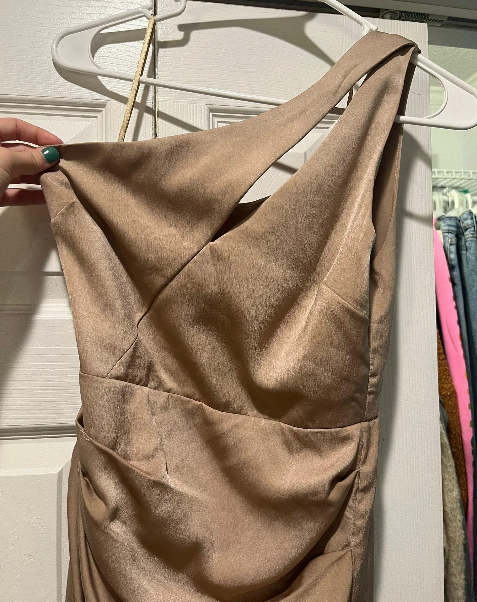 DO+BE champagne one shoulder dress - Image 3