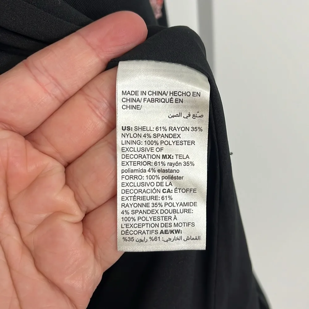 Chico's Size 0 (Small) Black Embroidered Floral Button Ponte Jacket w/Pockets - Image 12