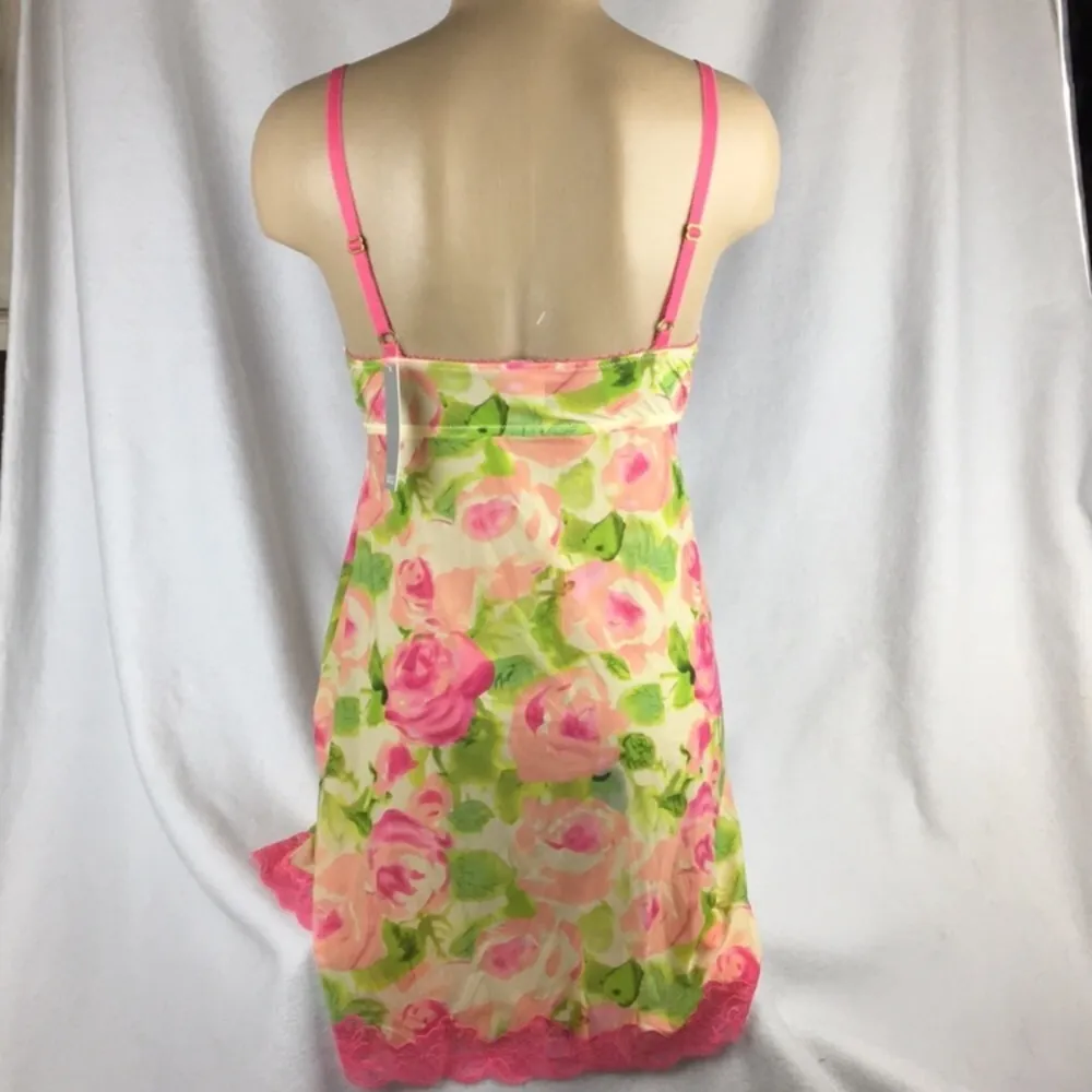 Badgley Mischka Floral Print Bra Short Sleep Dress New 34B - Image 4