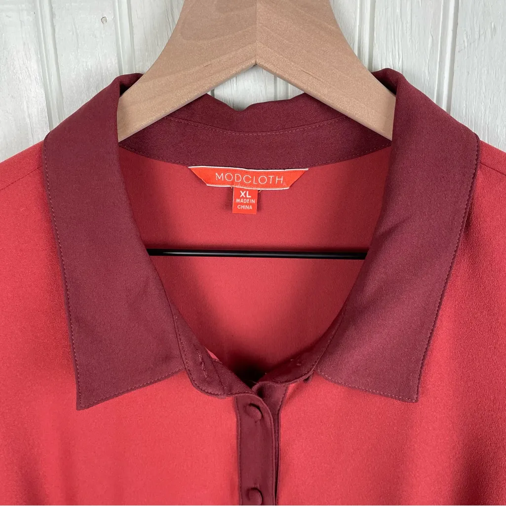 ModCloth Just My Typist Shirt Dress Women's Size XL Retro Secretary Pleated Twee - Image 4