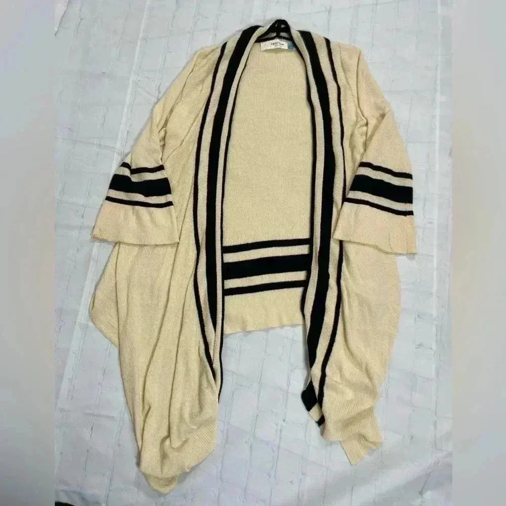 anthropologie SPARROW cream stretchy woven knit cardigan high low woman’s size S - Image 15