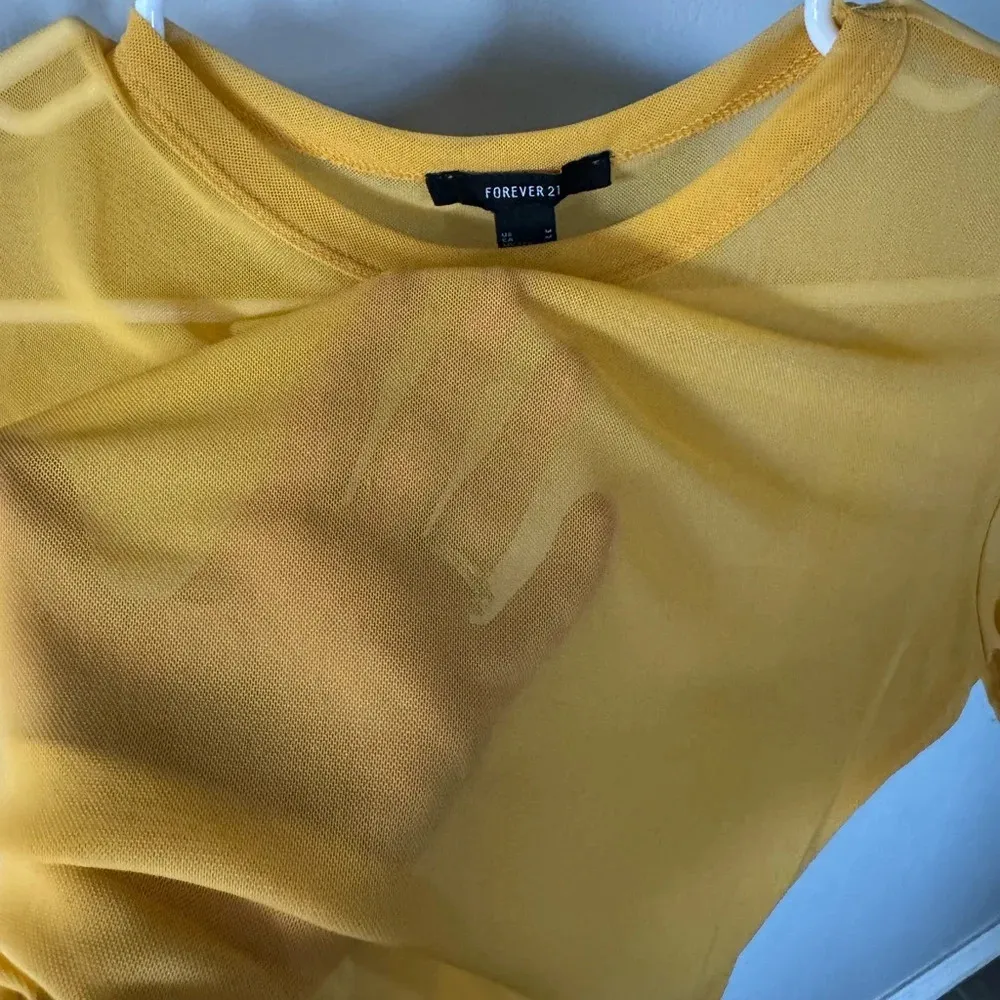 Forever 21 sheer mustard yellow bodysuit size M - Image 3