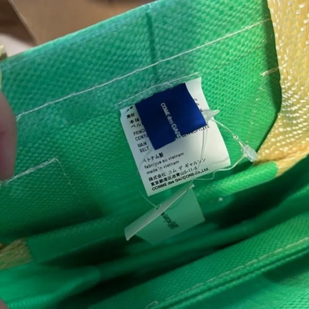 Comme Des Garcons Shirt Green And Yellow Large Poly Tote - Image 5