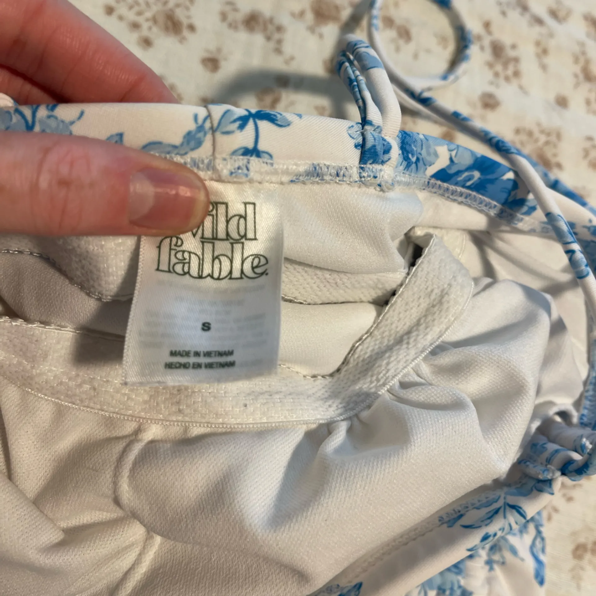 Blue Floral Ruched Swimsuit - Image 2