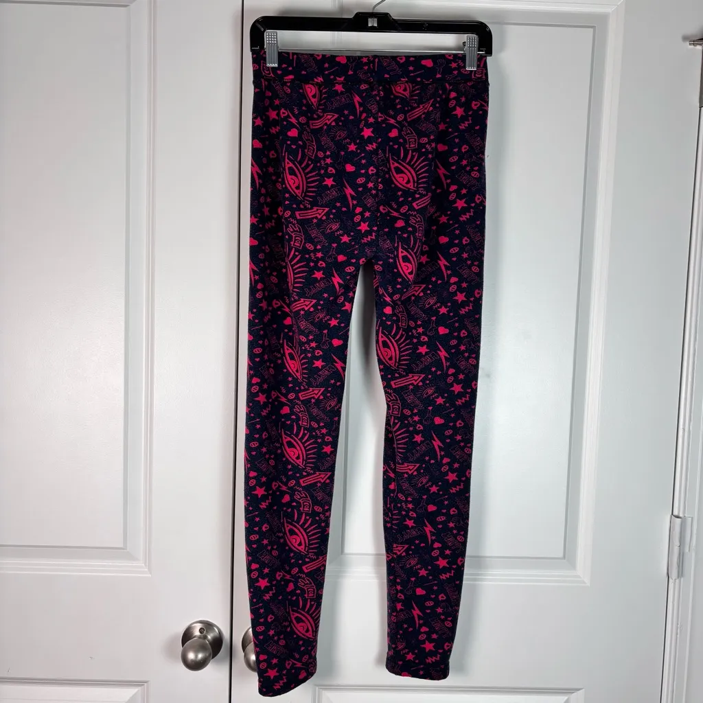Indero black and pink patterned leggings with witchy or voodoo fleece Size M Size M - Image 5