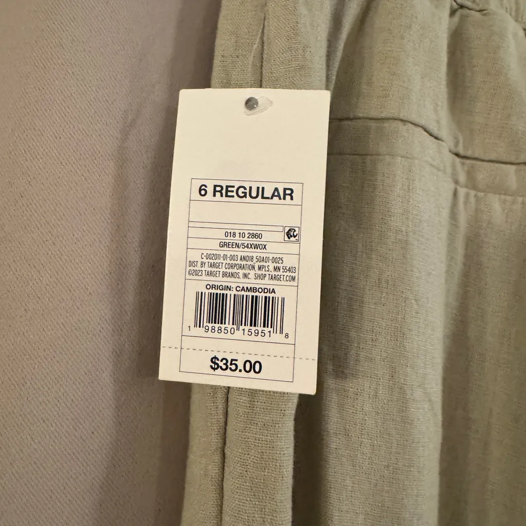 Women’s NWT A New Day Green Linen Pants - Image 3