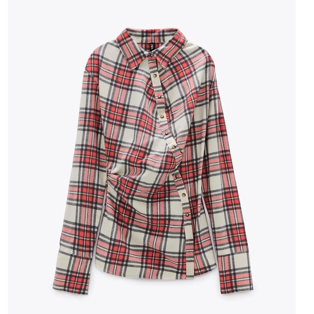 NWOT ZARA DECONSTRUCTED PLAID SHIRT SZ-XS - Image 6