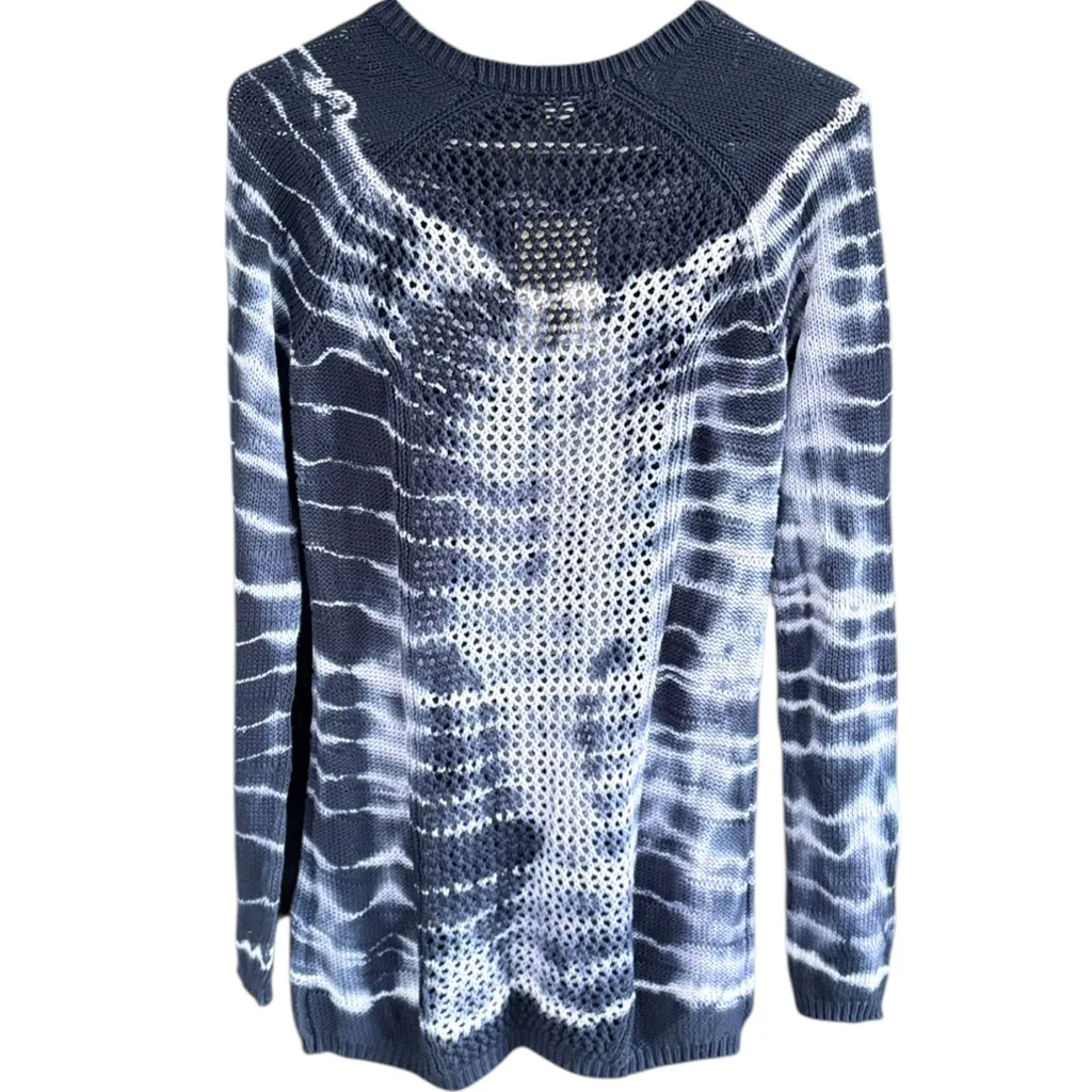 NWT Boston Proper Tie Dye Open Weave Sweater Blue White Size Medium - Image 8