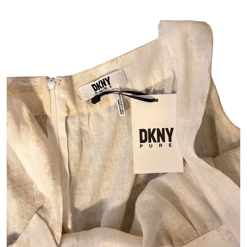 NWT DKNY Pure L 100% Linen Romper Overalls Tank Jumpsuit Lagenlook Ivory Beige - Image 7