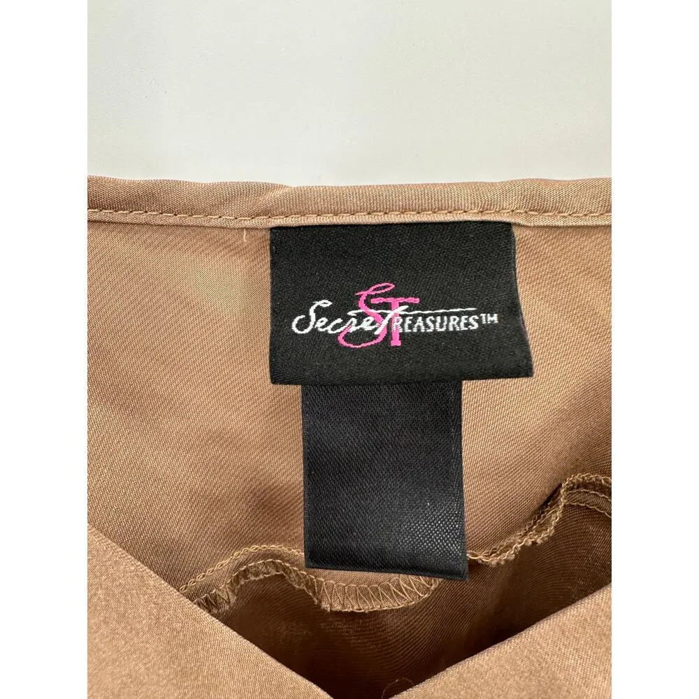 Secret Treasures Babydoll Tank Top Women Brown Satin Y2K 90s Bratz Sexy Large - Image 6