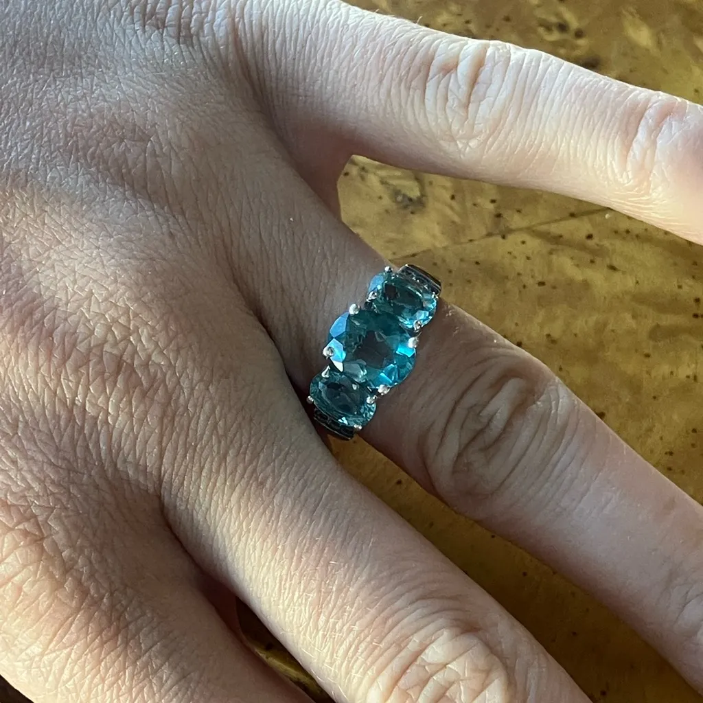 Teal Color Changing Fluorite Sterling Silver Ring Size 6 - Image 5