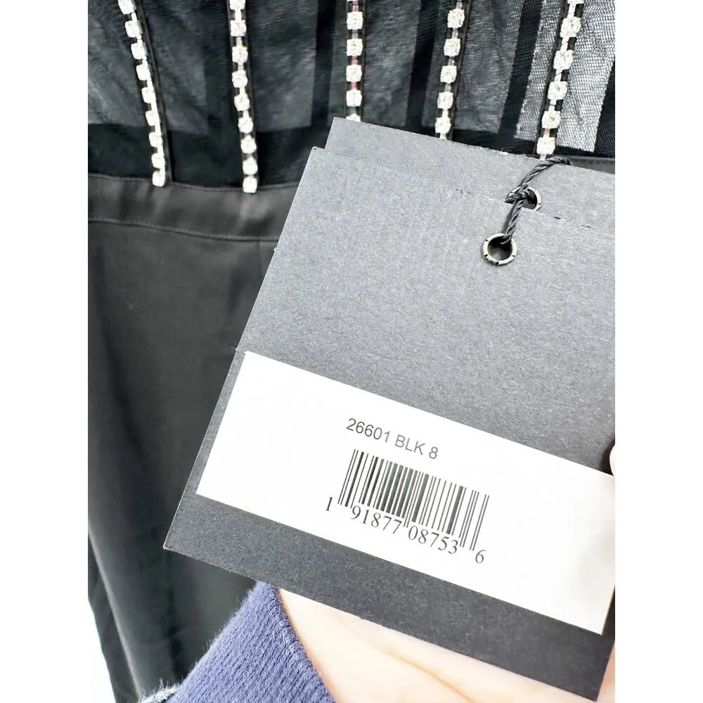 Mac Duggal 26601 Black Rhinestone Jumpsuit Mesh Corset Size 8 NEW - Image 5