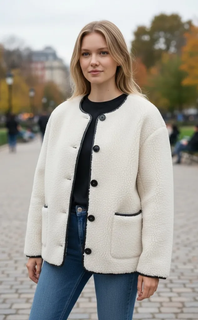 NWT 4TH & RECKLESS YANIS JACKET XXL Shearling Boxy Fit White - Image 2