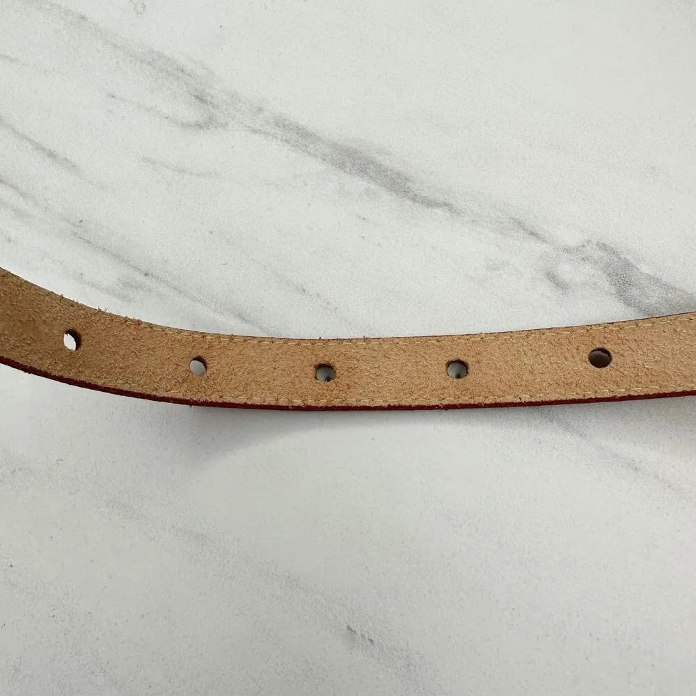 Vintage Red Skinny Full Grain Cowhide Leather Belt Size Small S Womens - Image 10