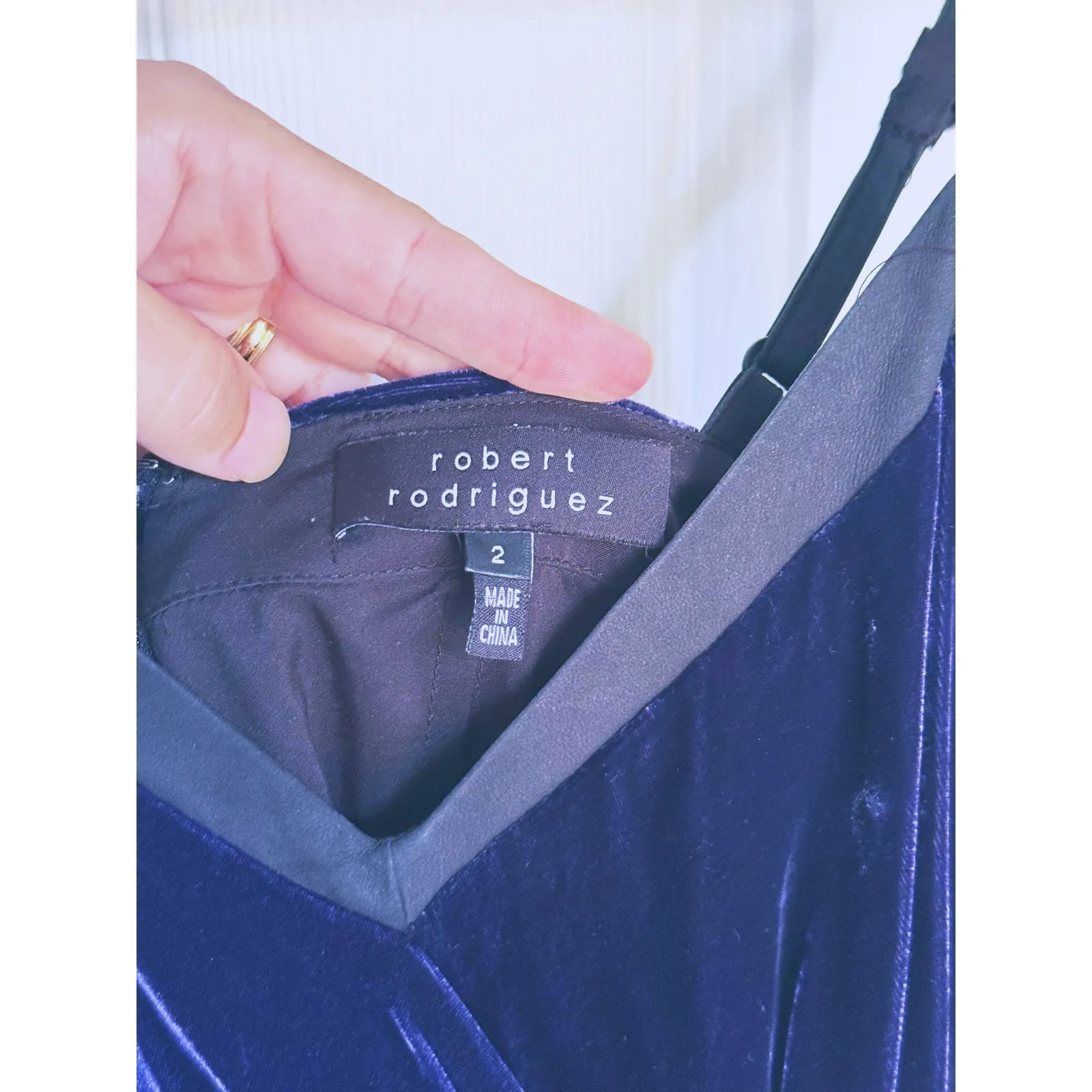 Robert Rodriguez Glam Blue Velvet Sleeveless Wrap Cocktail Dress 2 Evening Retro - Image 4