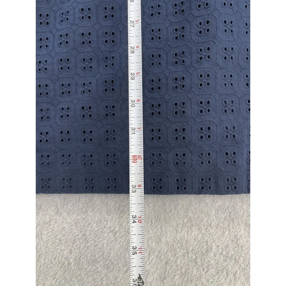 Banana Republic Women's Navy Blue Sleeveless Dress Eyelet Lined Size 10 Cotton - Image 5