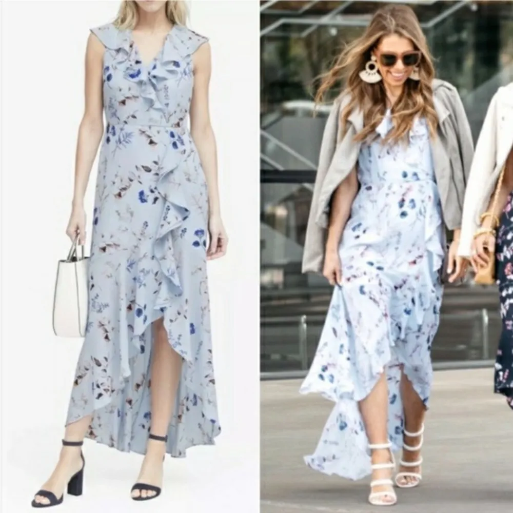 Banana Republic Floral Ruffle-Wrap Maxi Dress Size 10 new - Image 2