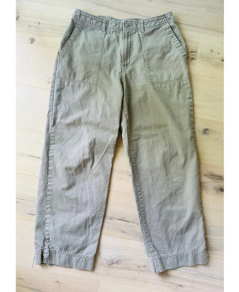 VTG Women’s Wide Leg Khaki Chino Pants Utility Pockets Waist 29 Classic Workwear Tan - Image 2