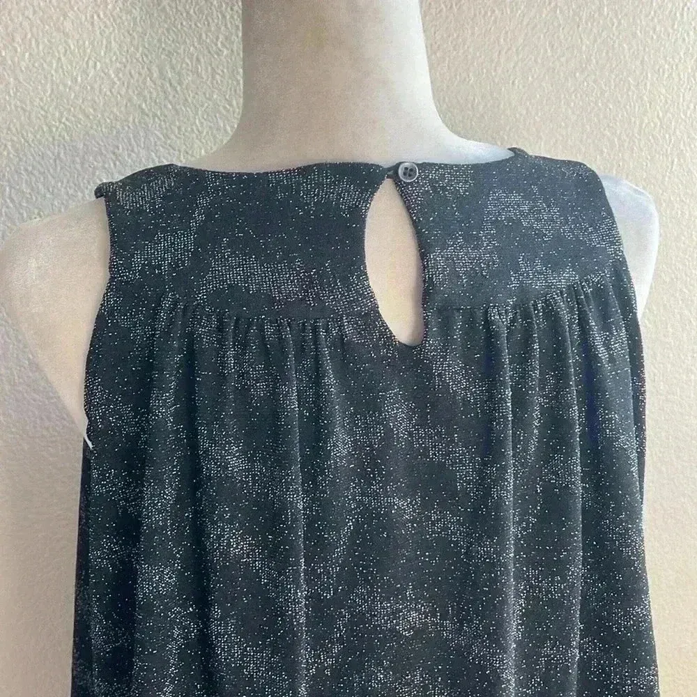 Anthropologie Shimmer‎ Black Silver Bubble Tank Blouse Carly Top S - Image 9