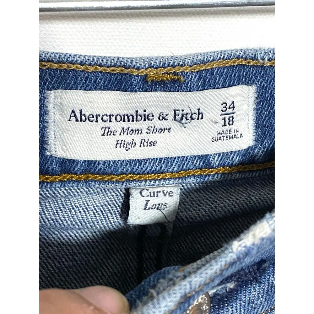 Abercrombie & Fitch The Mom High Rise Denim Shorts Curve Love Womens 34 / 18 - Image 4