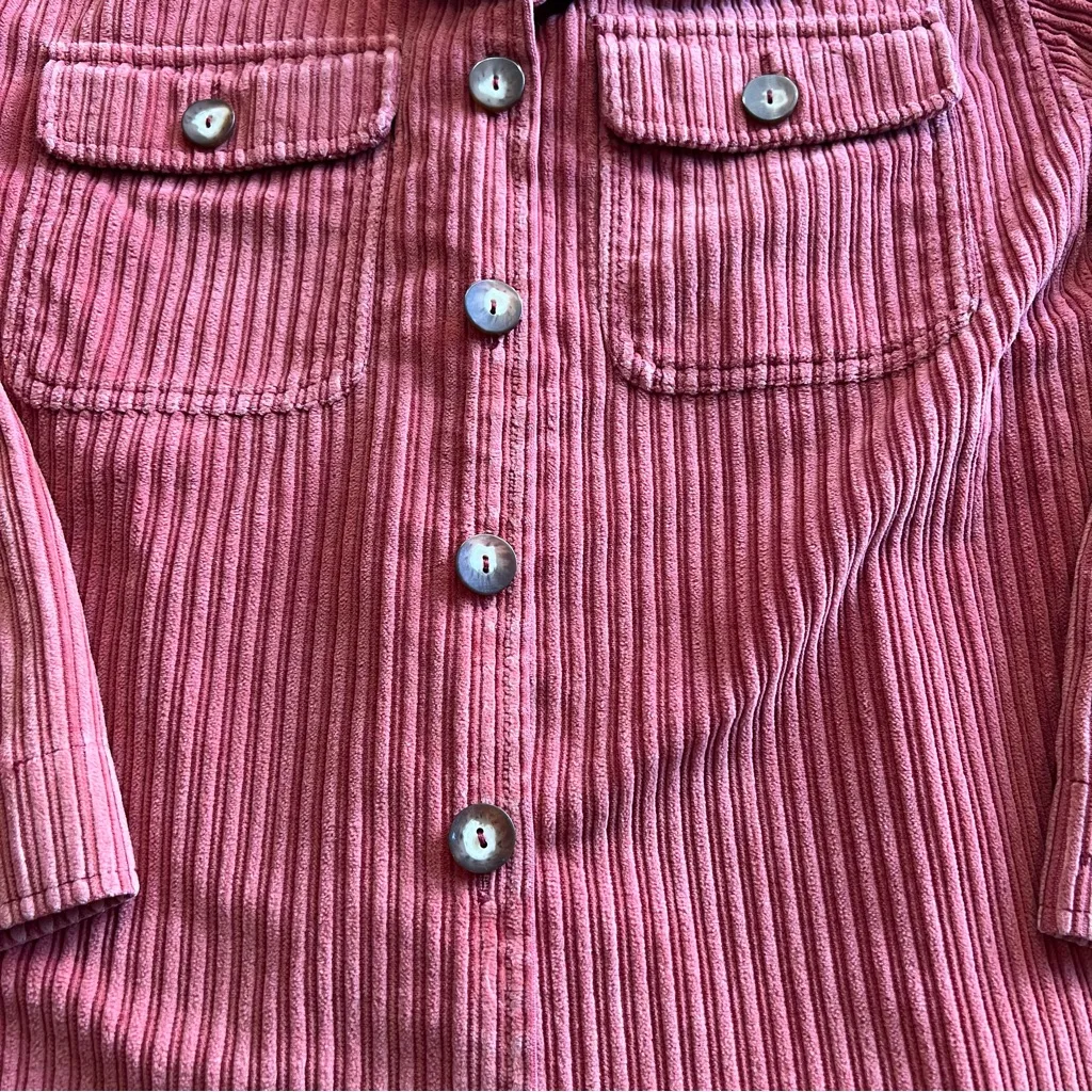 Lizsport Petite Corduroy Button Front Jacket Shacket Red Pink Small - Image 3