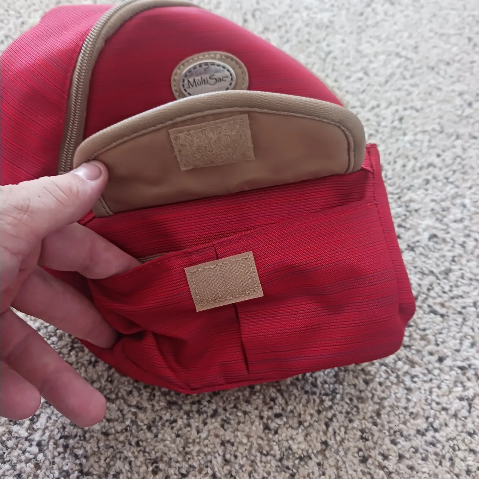 Multisac Convertible Backpack Sling Bag Purse Red Small Jamie EUC - Image 7