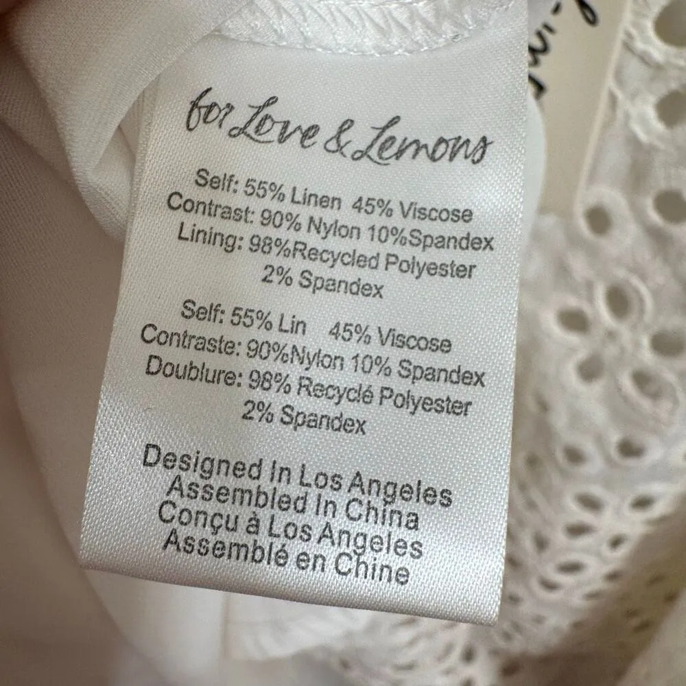 For Love & Lemons Becca White Eyelet Puff Sleeve Mini Dress XL NWT - Image 9