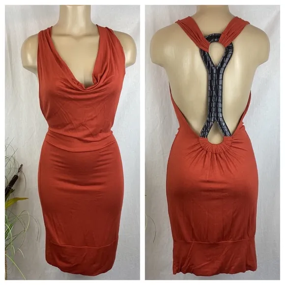 Planet Funk Rust Red Sleeveless Croc Back Summer Weight Dress NEW S - Image 2