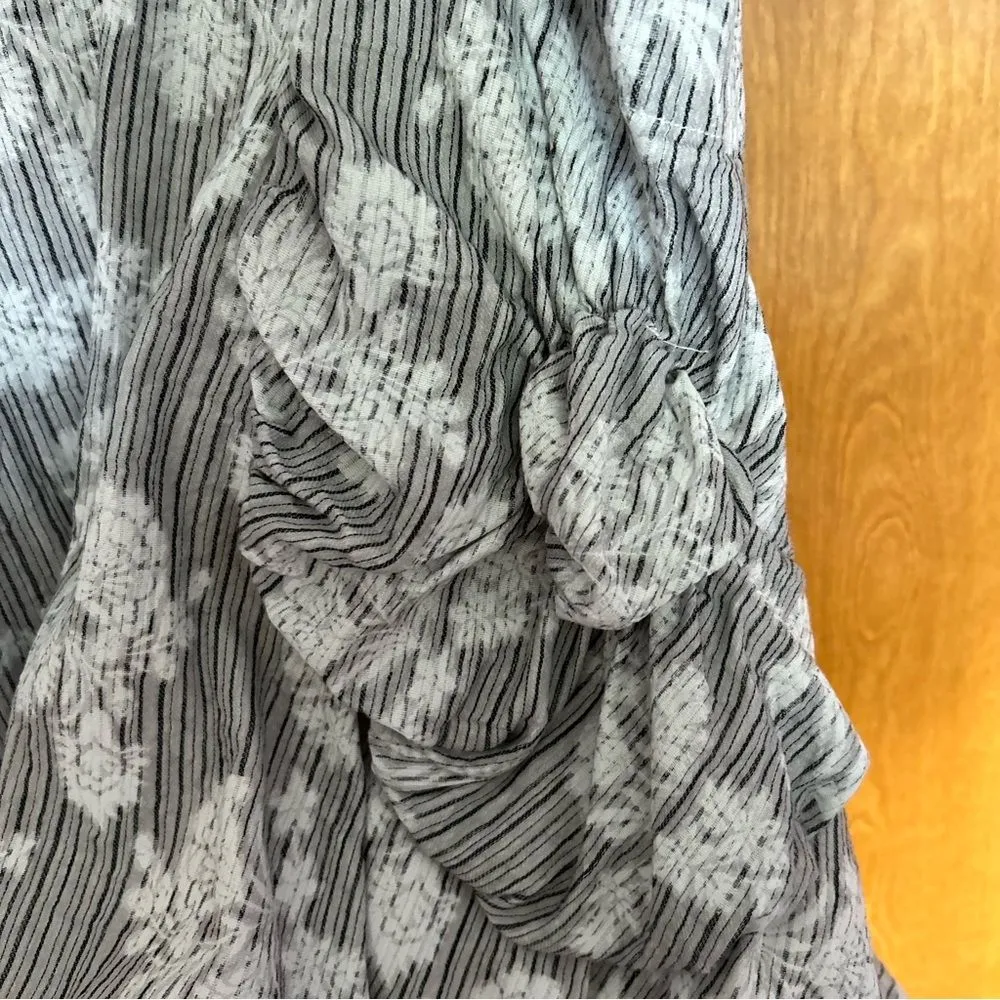 Dress To Kill Jane Mohr Grey Striped Floral Balloon Dress Flowy Lagenlook Art OS Gray Size undefined - Image 9