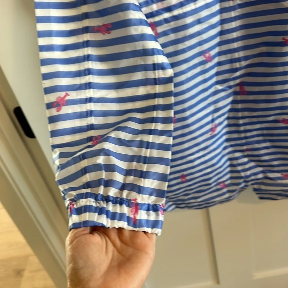 Joules Women's 6 Longline Rain Jacket Blue Stripe Lobster Print Preppy Nautical - Image 9