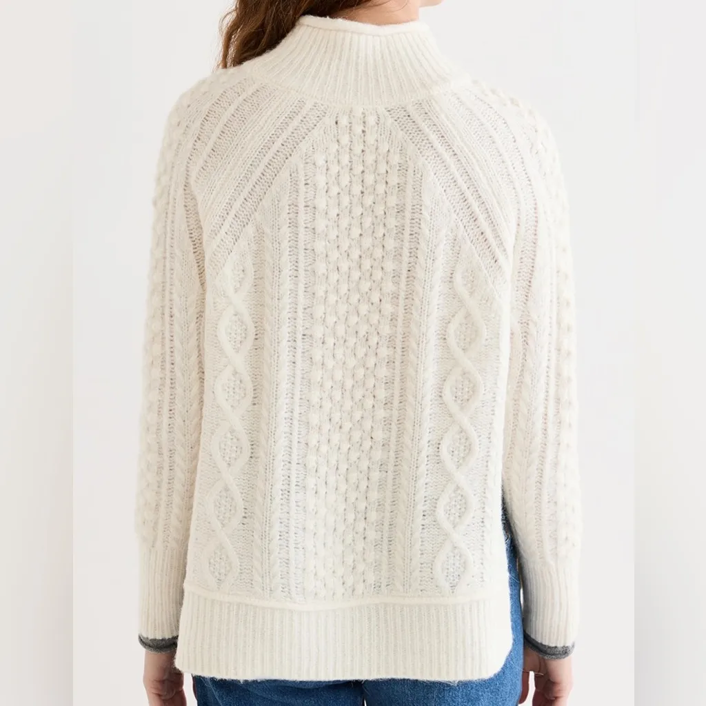 Alex Mill XS Camil Cream Cable Knit Turtleneck Sweater White - Image 4