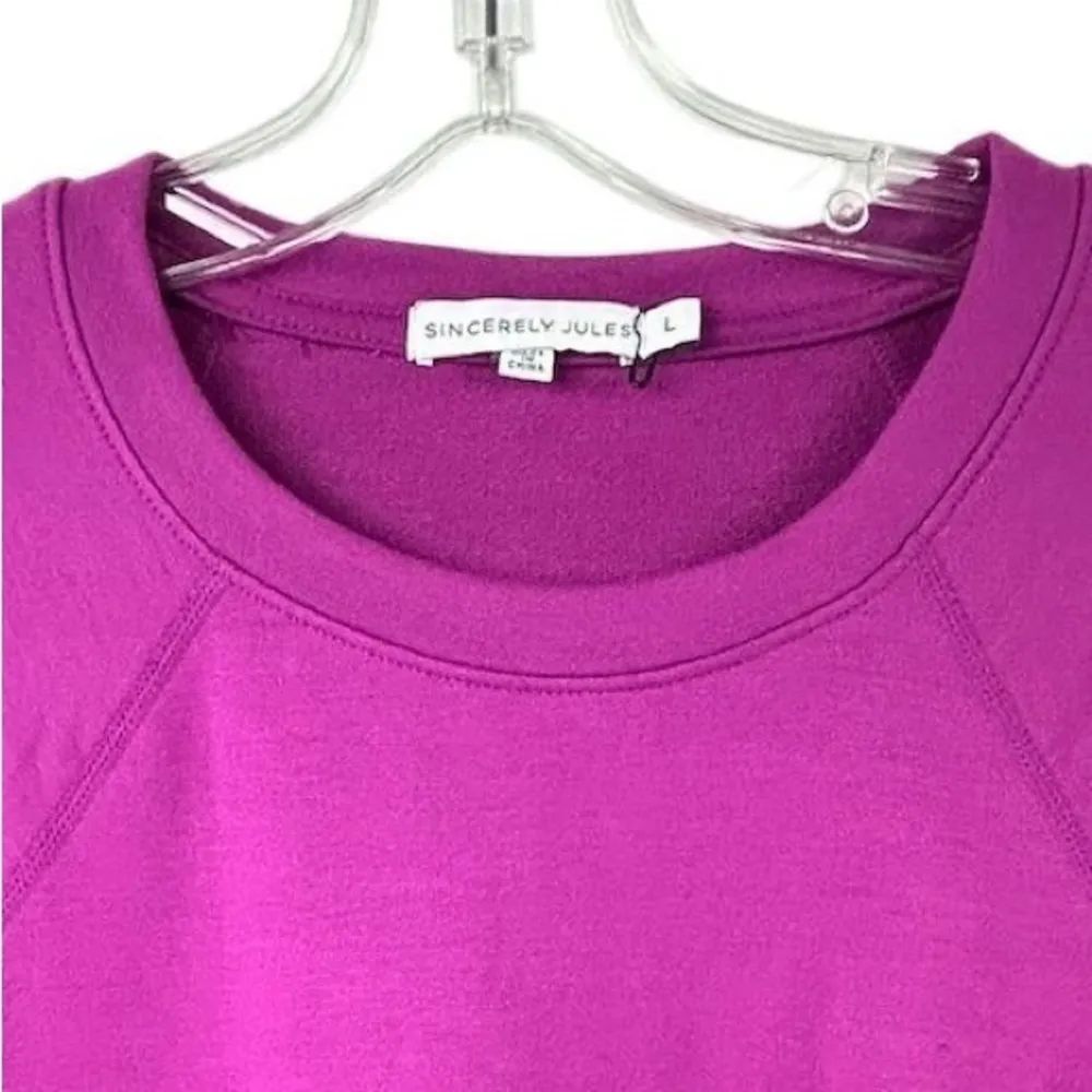 Sincerely Jules Women's Purple Raglan Sweatshirt Size L Casual Fall Snap Detail - Image 3