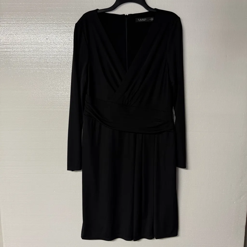 Lauren Ralph Lauren Dress Women 14 Black Jersey A - Image 2