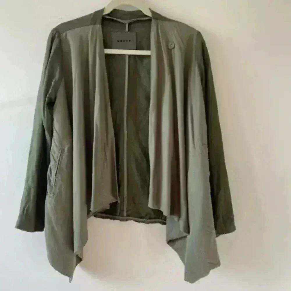 Blank NYC Drape Front Linen Blend Jacket Olive size XS - Image 3