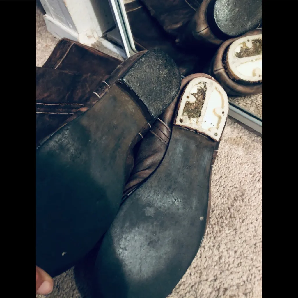 VINTAGE, RARE, leather,distressed boots, brown sz8.5 Size 8.5 - Image 9