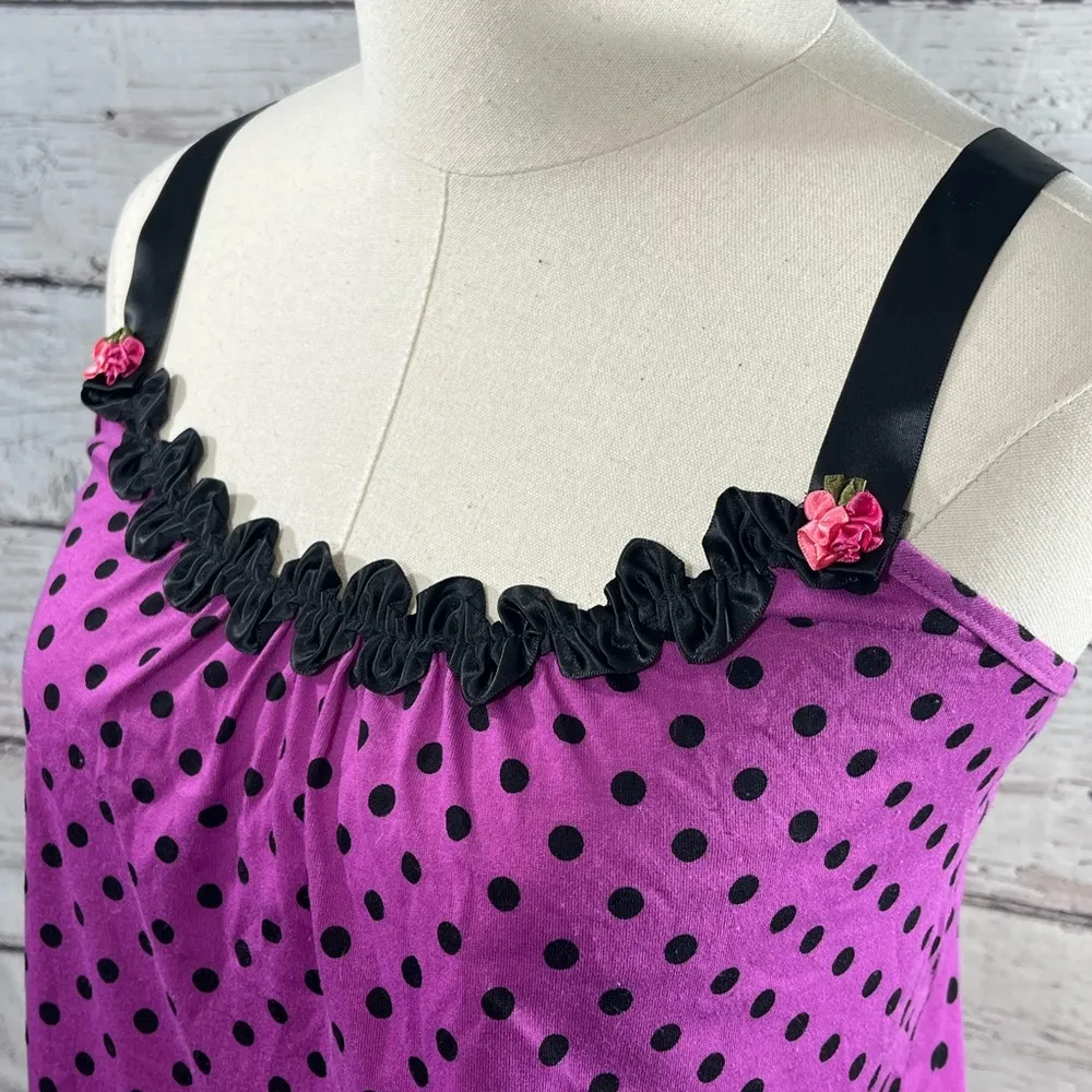 Sleep Romper Magenta w Black Polka Dots-Small - Image 2