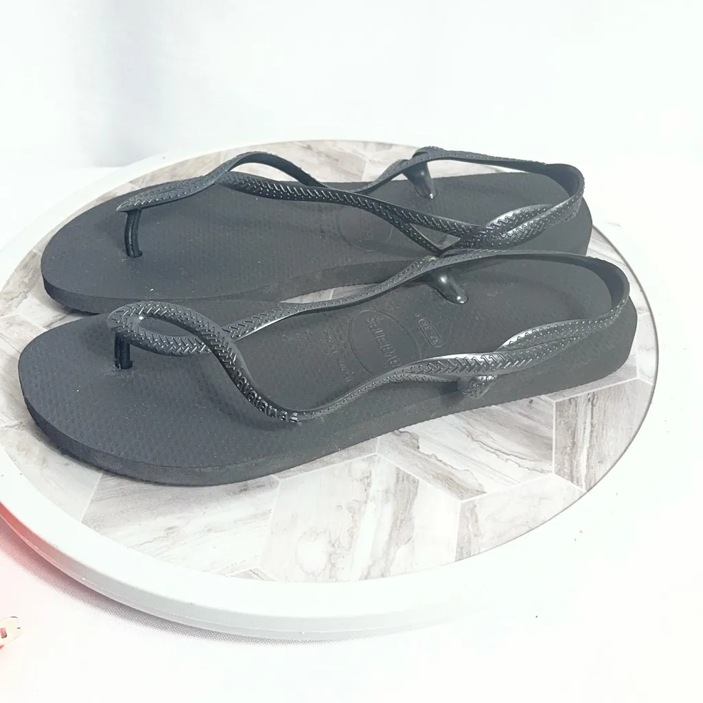 Havaianas Black Slim Flip Flop Sandals Women’s 37/38 US 6–7 Brazil Made - Image 2
