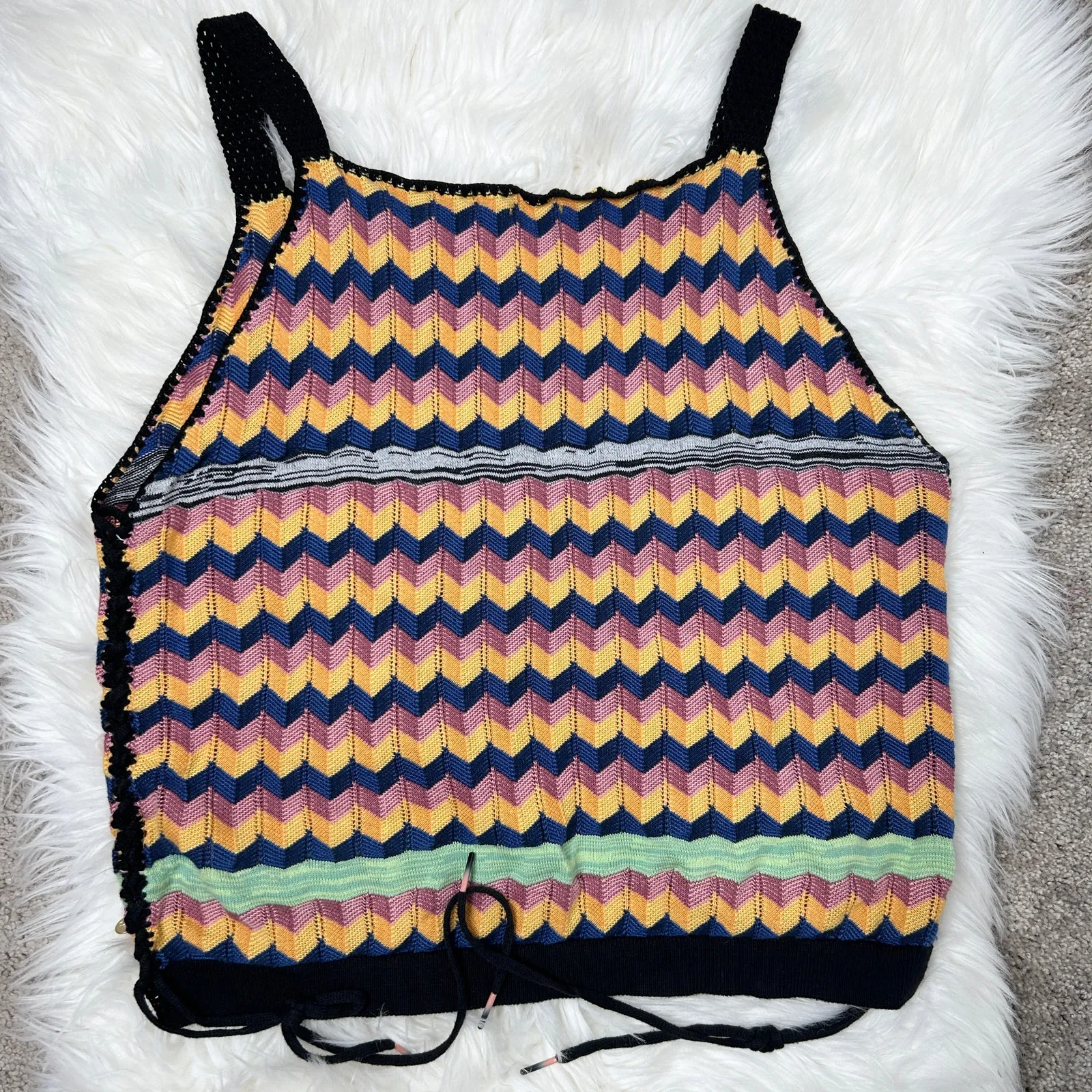 SCOTCH & SODA Crochet Top Womens XL Born To Love Knit Tank Boho Organic Festival - Image 7