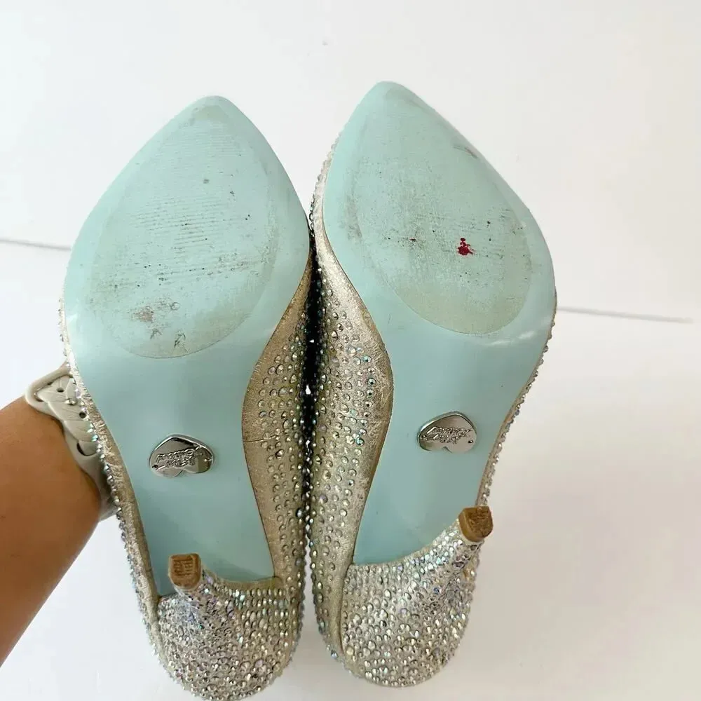 BETSEY JOHNSON Shine‎ 9.5 Rhinestone Light Blue Heels Wedding Bridal - Image 8