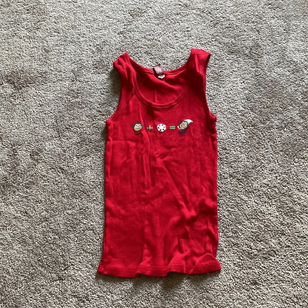 Old Navy Red Christmas Monkey Print Pajama Set SIZE M - Image 2