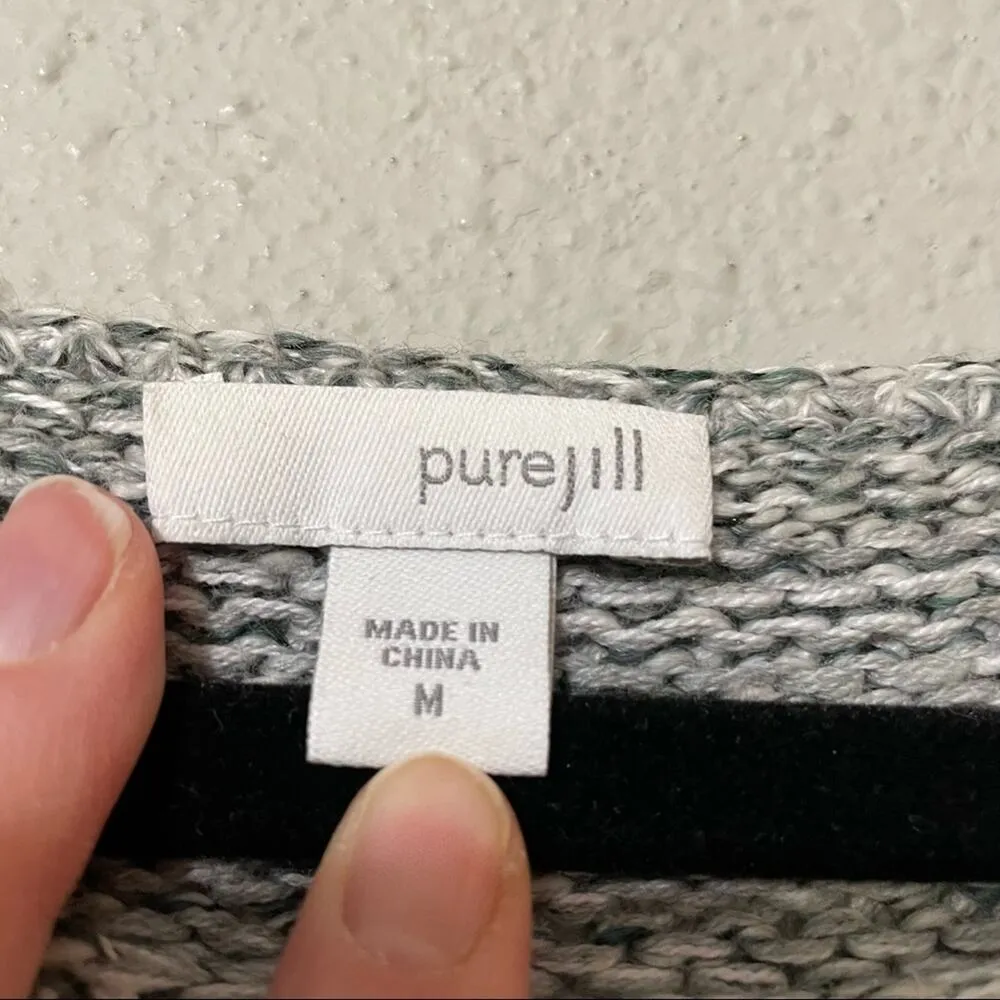 Pure Jill J Jill Green Chunky Knit Crew Neck Tunic Sweater Womens M Marled Size M - Image 5